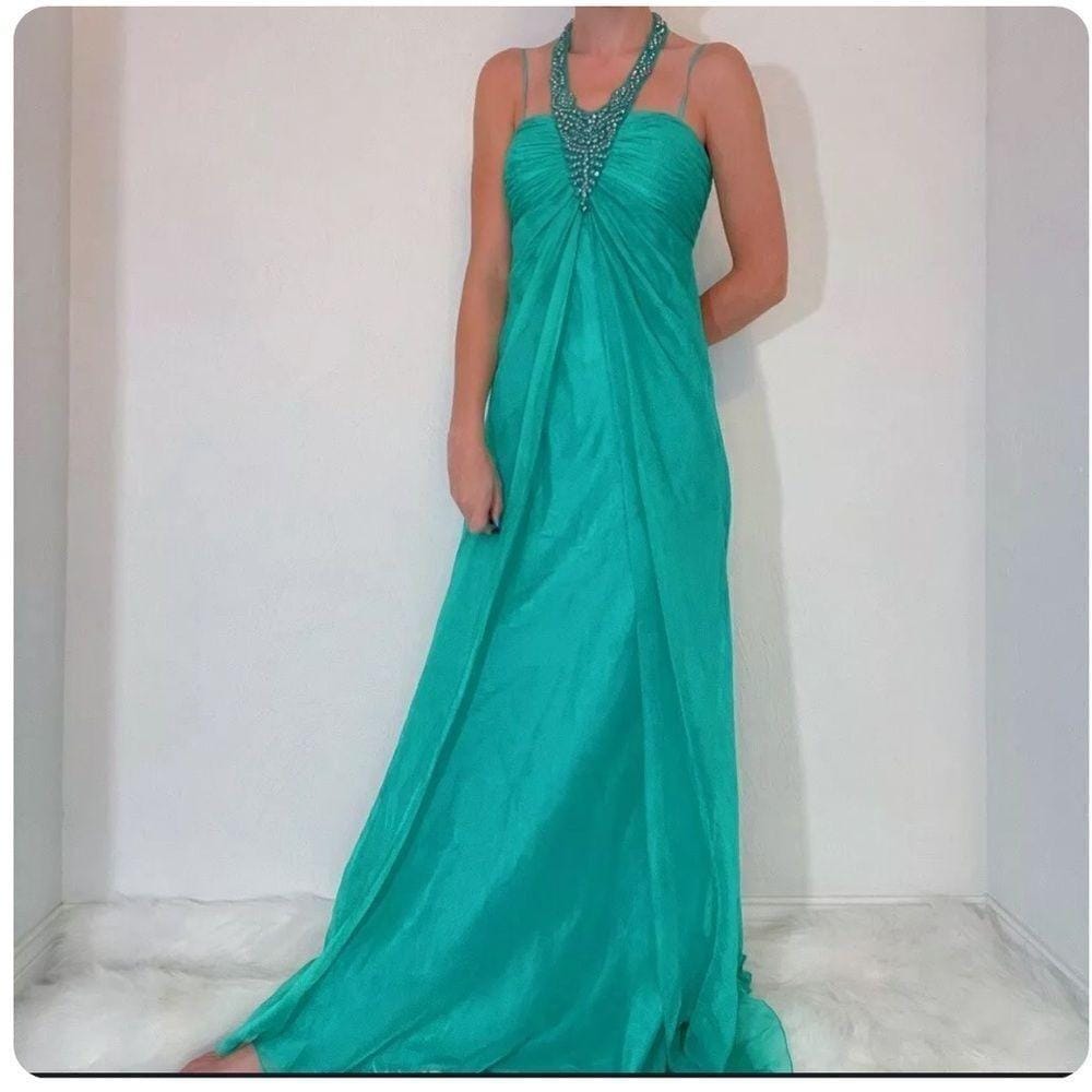 Cache Vintage Green Beaded Dress - Etsy Cache Vintage Green Beaded Dress - Etsy