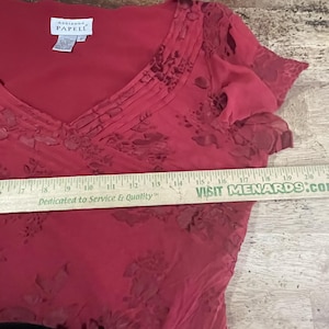 Vintage 90s Adrianna Papell Red Silk Floral Asymmetrical Dress Size 8 image 5