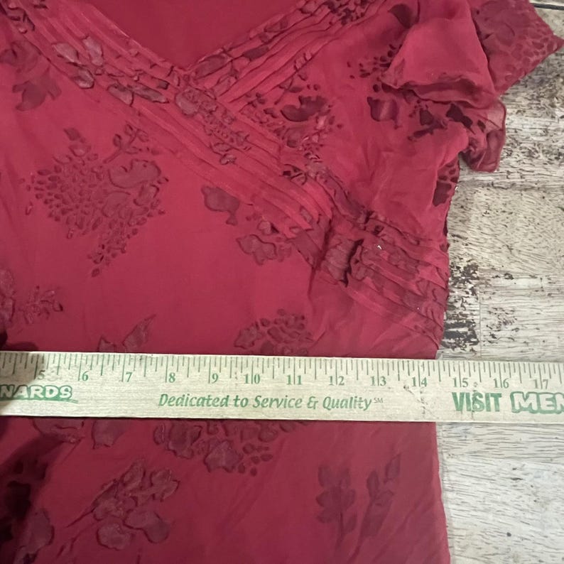 Vintage 90s Adrianna Papell Red Silk Floral Asymmetrical Dress Size 8 image 6