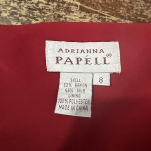 Vintage 90s Adrianna Papell Red Silk Floral Asymmetrical Dress Size 8 image 4