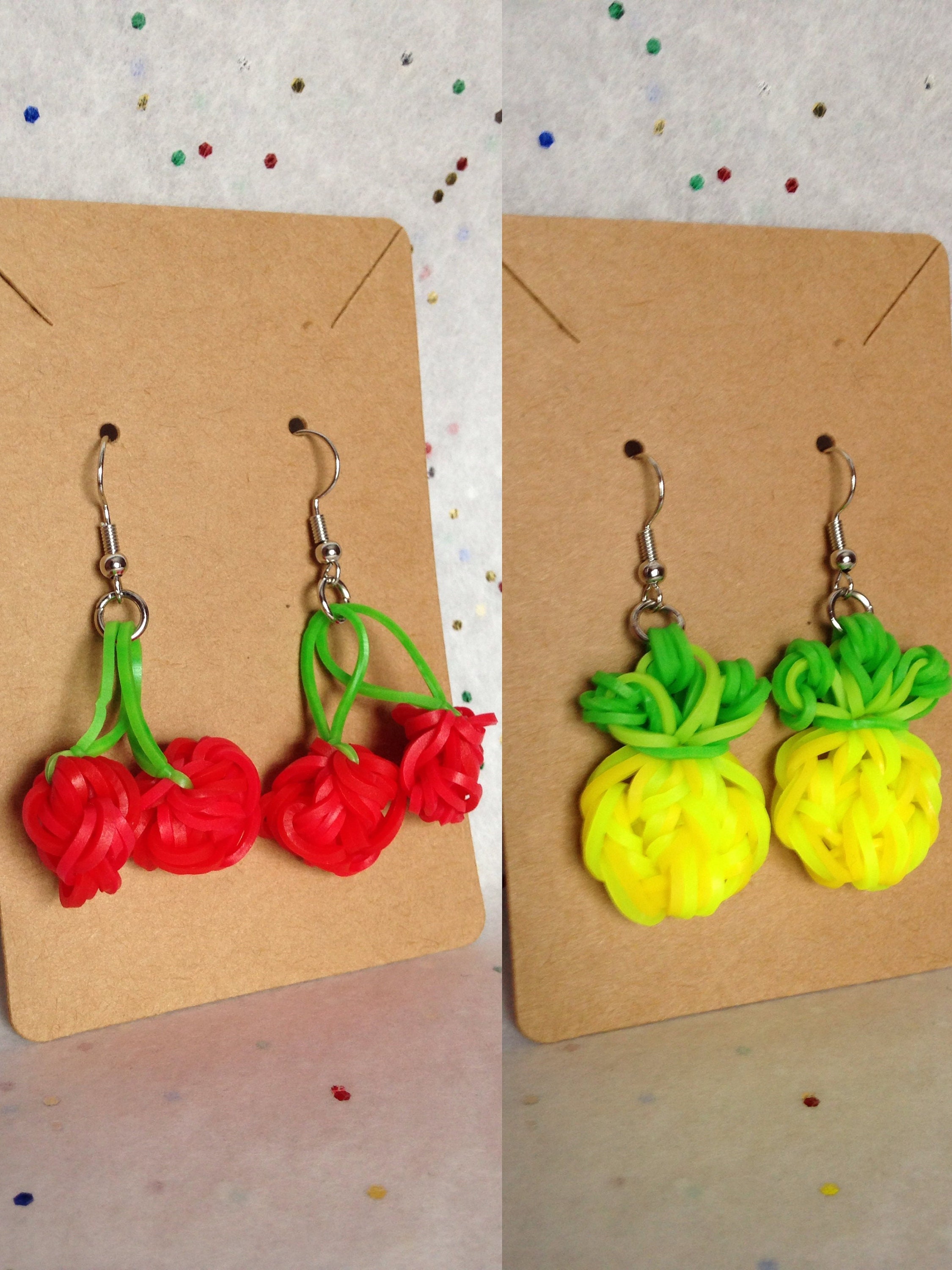 Rainbow loom fruit earrings Etsy