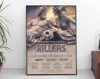 Póster de la gira "Imploding the Mirage" de The Killers, lámina de The Killers, pósteres de indie rock, decoración de salas de música