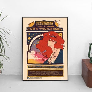 Póster de la gira estadounidense de Florence and the Machine, arte de rock independiente, impresión de Florence and the Machine, arte de FTM, decoración de pared musical