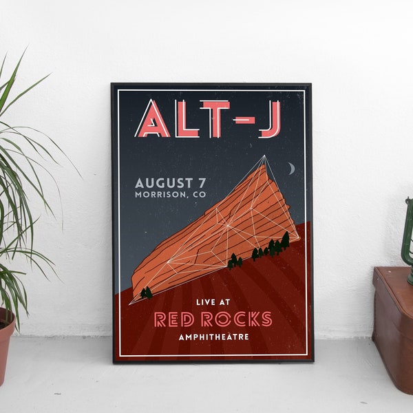 Alt J concert poster - live at Red Rocks Amphitheatre, Indie rock print, Music wall art