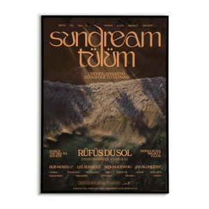 Rufus Du Sol poster, Sundream Tulum gig art, Electronic music posters, Dance music wall art, EDM lover