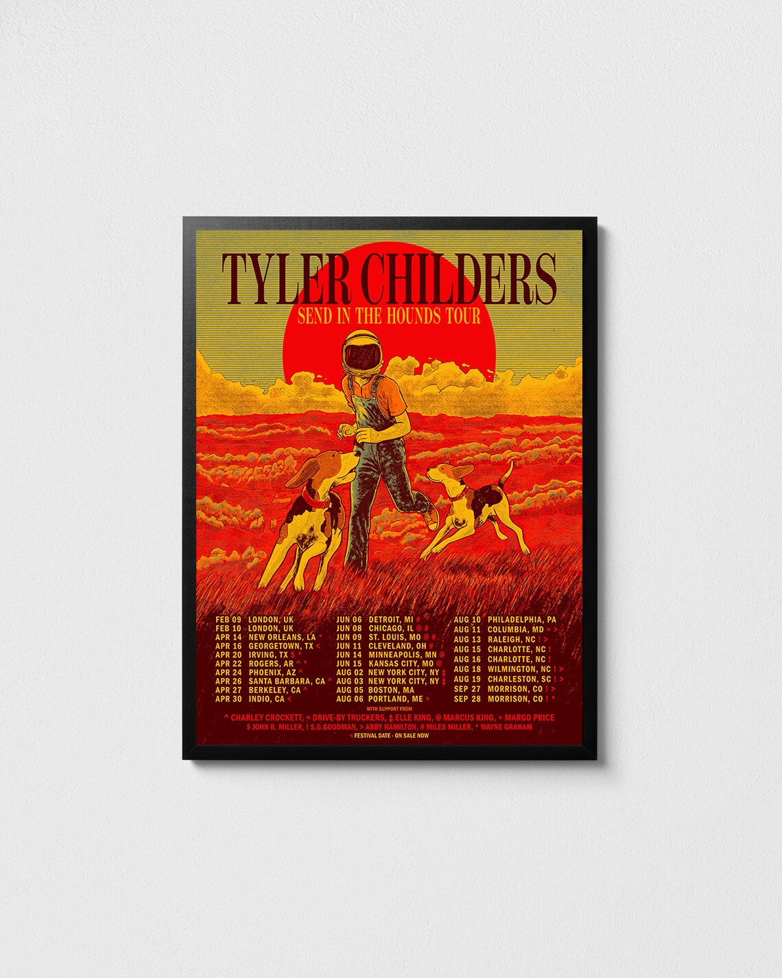 Tyler Childers 'Send in the Hounds' Tour Poster: Music Wall Art