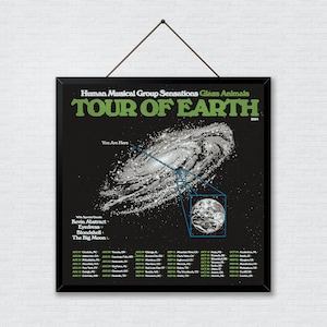Cartel de Glass Animals, impresión americana y europea del Tour de la Tierra 2024 - Arte de pared de rock independiente, carteles musicales