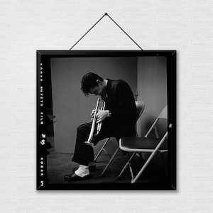 Cartel de Chet Baker, impresión en blanco y negro de Chet Baker, cartel de jazz, impresión de jazz, arte de jazz