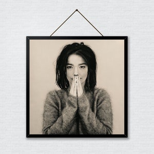 Póster con el retrato de la joven Björk: portada de álbum debut, arte de íconos de la música, decoración de pared musical