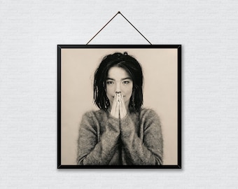 Young Björk portrait poster - Debut album cover print, Music icons art, Music wall decor