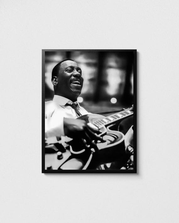 Poster di Wes Montgomery, stampa jazz vintage in bianco e nero