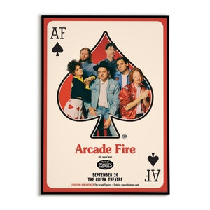 Arcade Fire poster - The Greek Theatre concert print, Music poster, Indie rock wall art