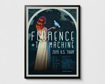 Florence and the Machine poster, Florence and the Machine print, Florence Welch poster, Indie rock art, Music room decor, Music wall art