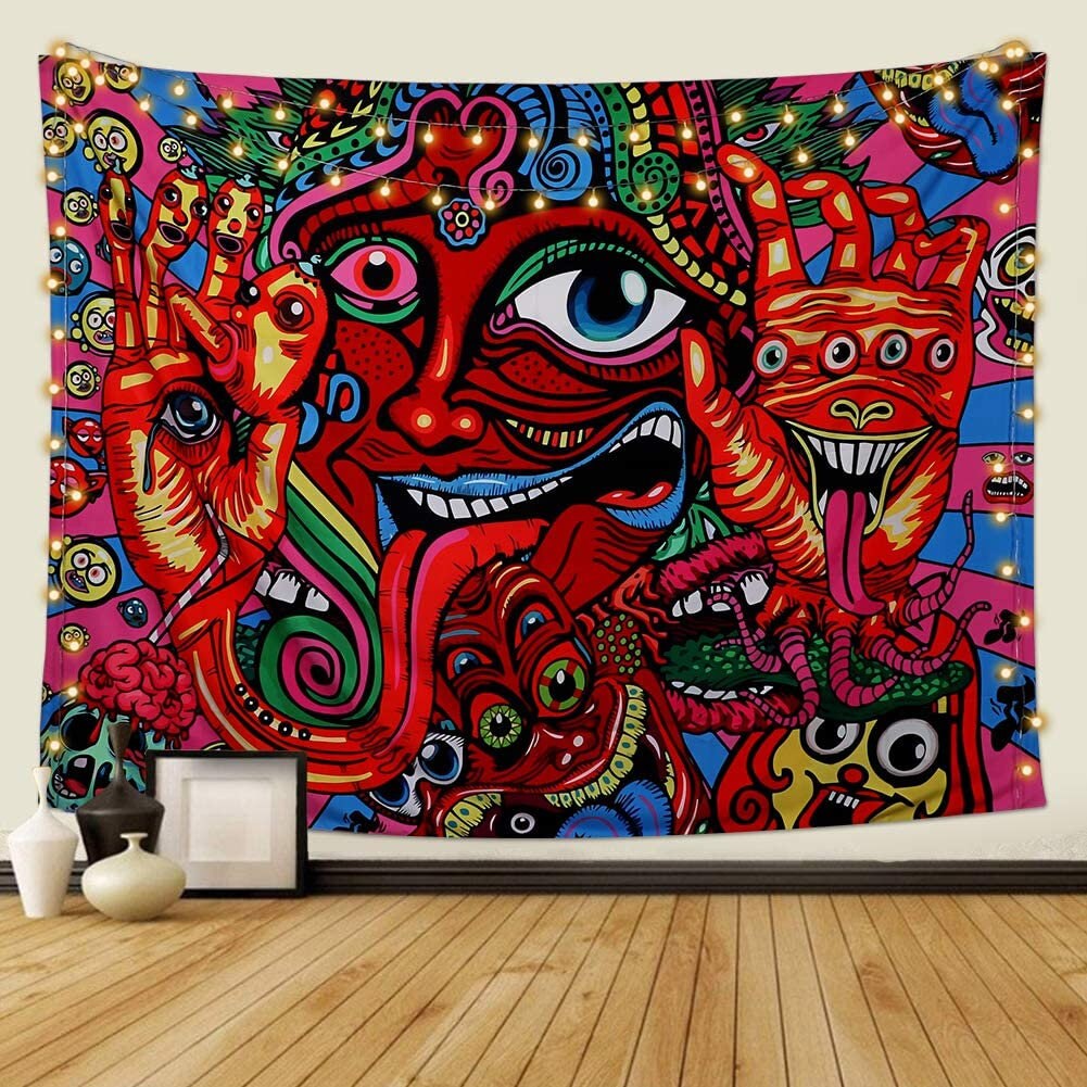 Magical Hippie Wall Tapestry Spiritual Vivid Printed Fabric Etsy