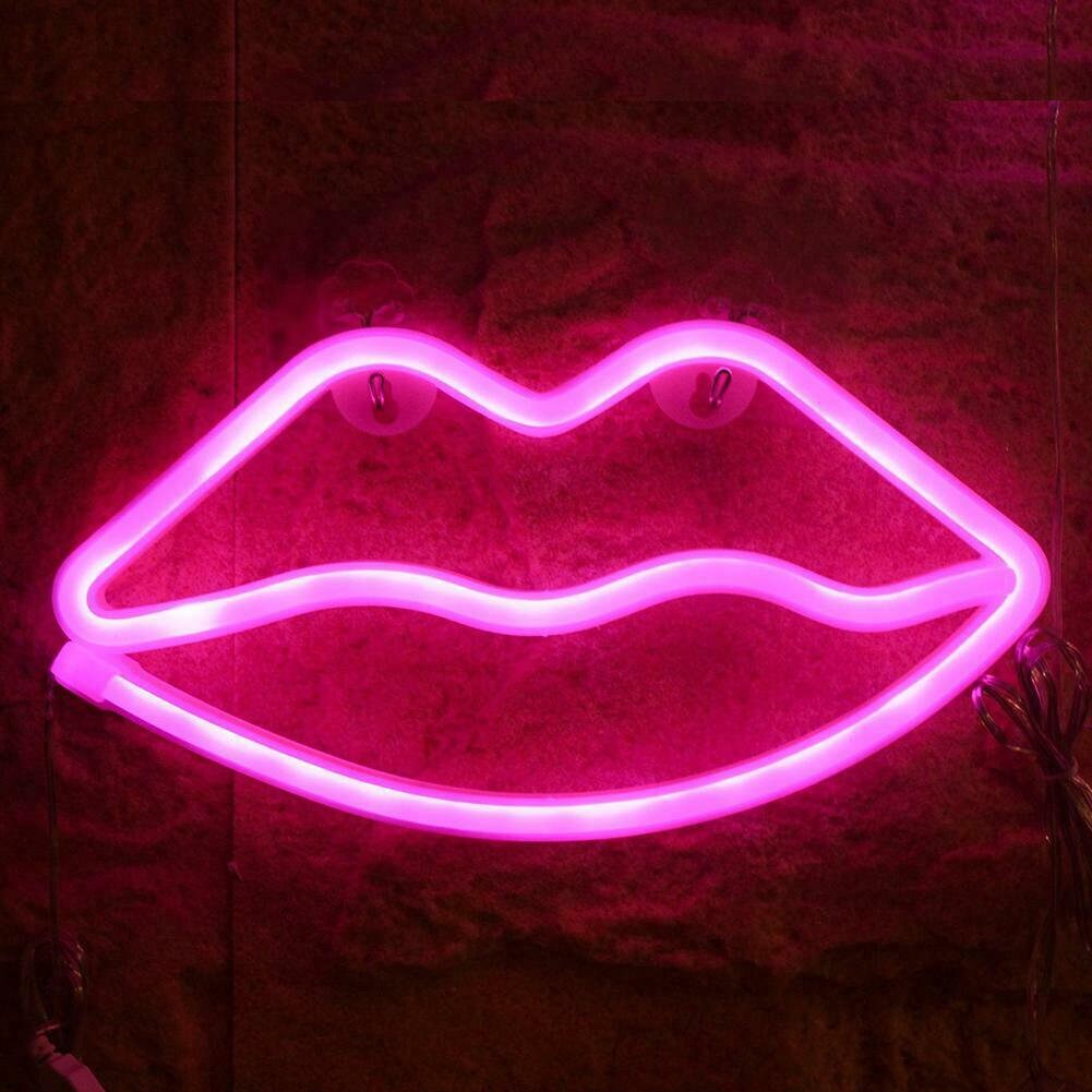LED Pink/Red Lips Sign Neon Shaped Decor Light Wall Light Wall | Etsy