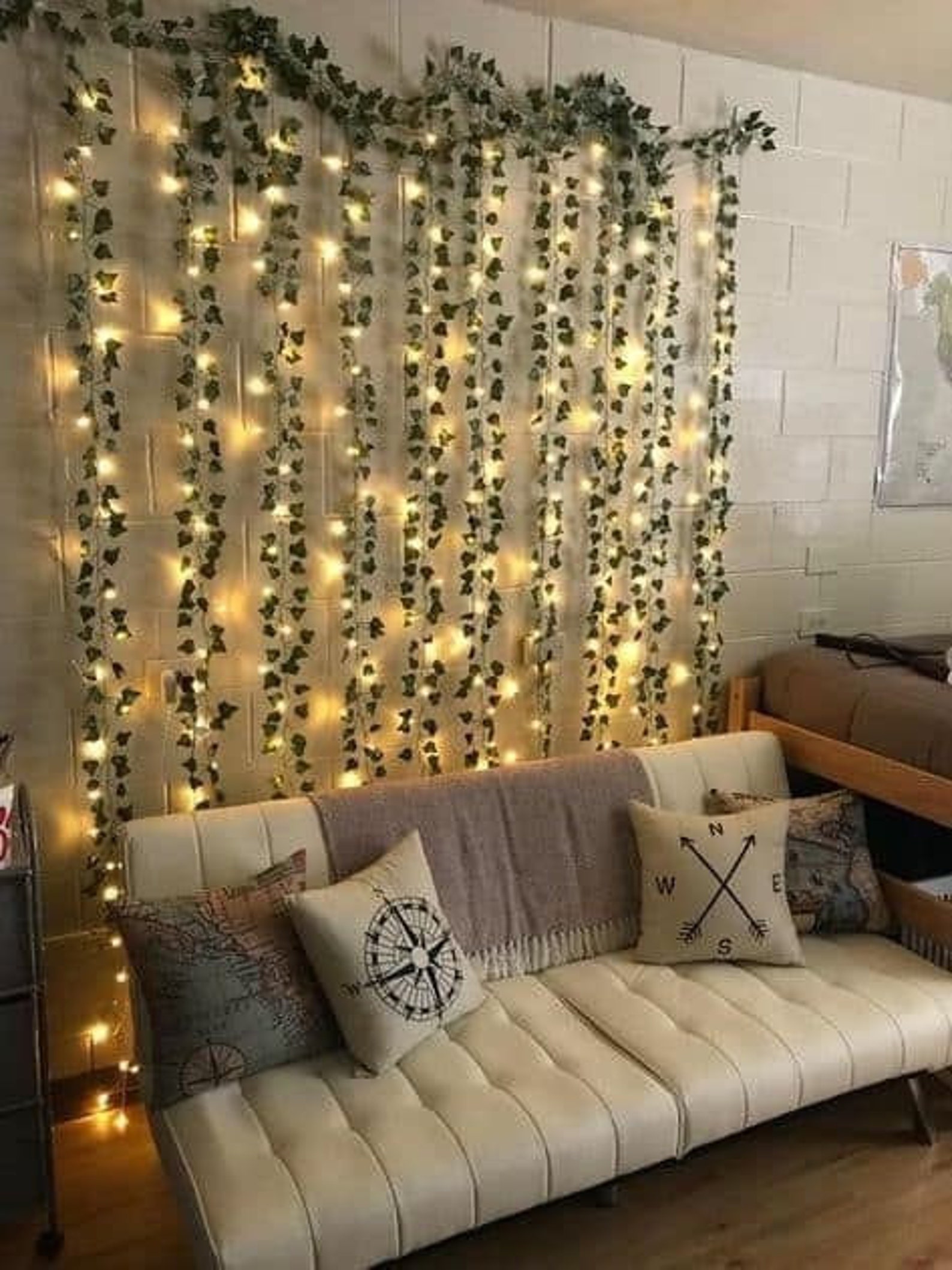 Ivy Leaf Curtain with 120 LED String Lights Vine Leaves Etsy