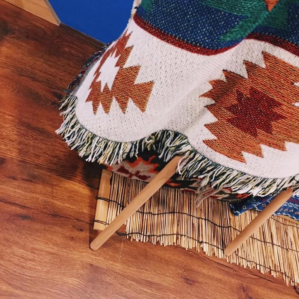 Aztec Throw Blanket Pure Cotton Decorative Fringes Woven Boho Etsy