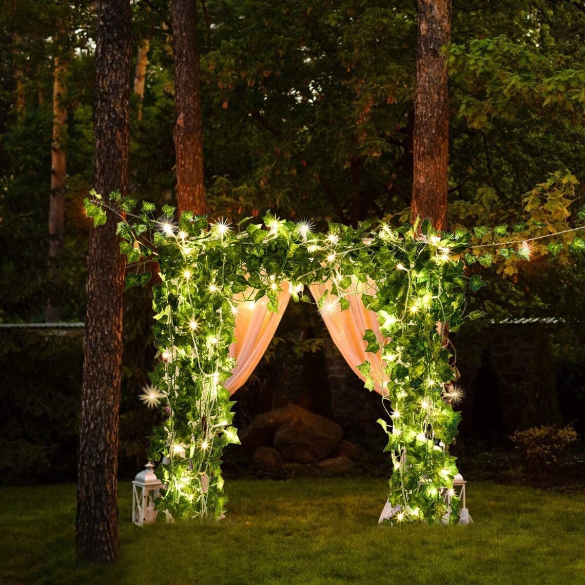 Ivy Leaf Curtain with 120 LED String Lights Vine Leaves Etsy