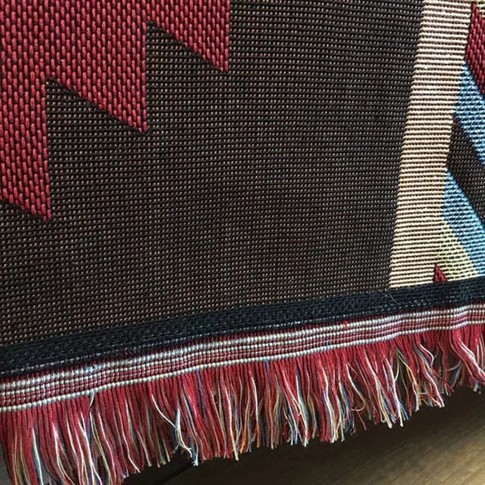 Aztec Throw Blanket Pure Cotton Decorative Fringes Woven Boho Etsy