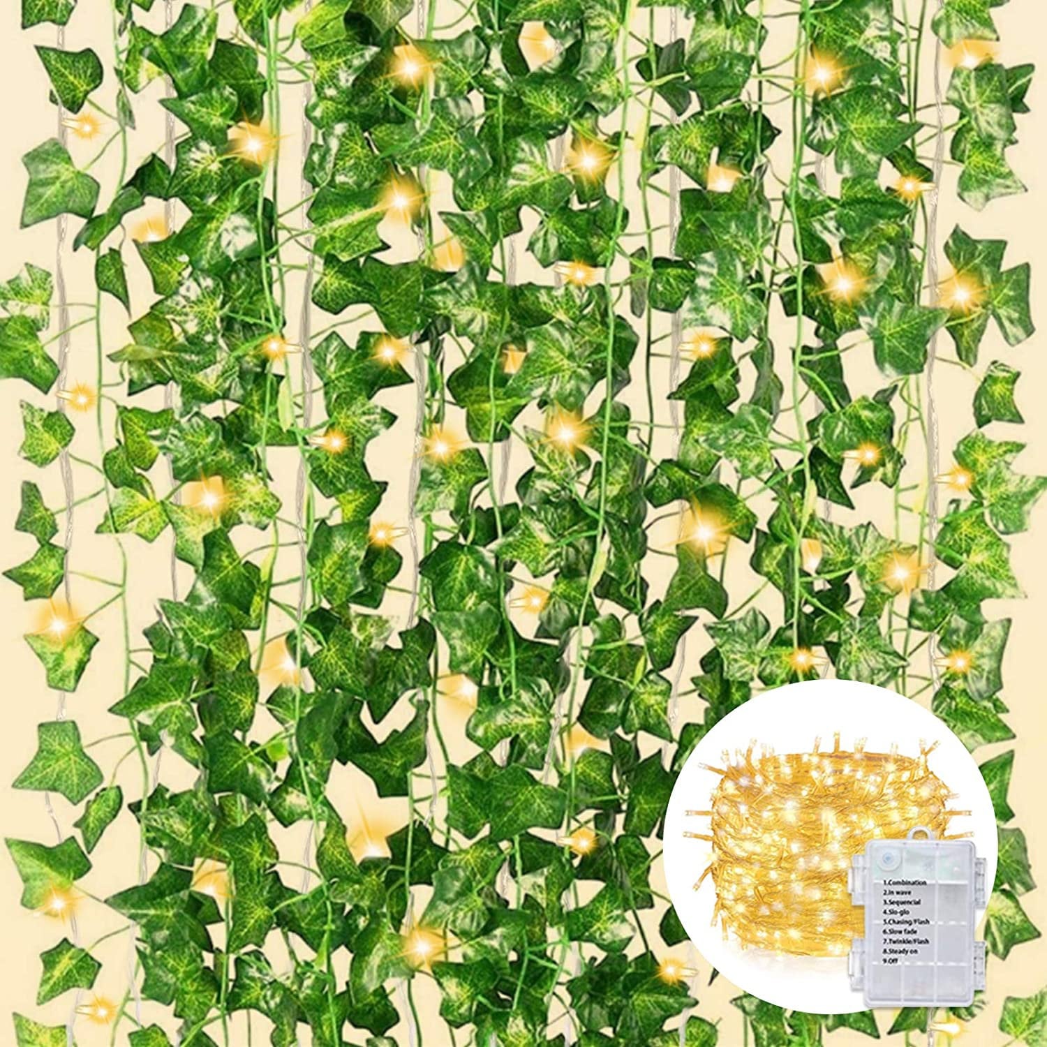 Ivy Leaf Curtain with 120 LED String Lights Vine Leaves Etsy