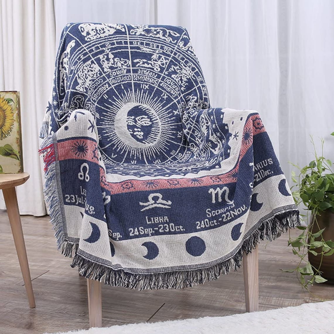 Horoscope Zodiac Signs Throw Blanket Pure Cotton Decorative Etsy