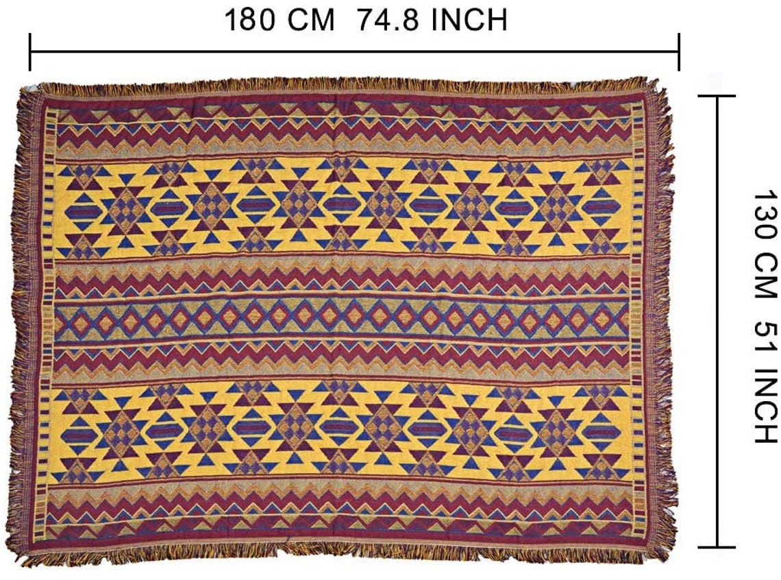 Indian Traditional Throw Blanket Oriental Carpet Colorful Etsy