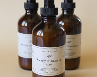 Woodsy Chamomile Lotion | Natural, essential oils, fall, winter, skin care, bath, body, aromatherapy, shower, gift idea, dry, handmade