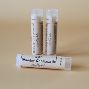 Woodsy Chamomile Lip Balm Natural, essential oils, bath, body, skin care, beeswax, shea butter, beeswax, coconut oil, gift image 2