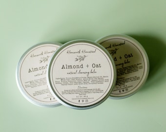 Almond + Oat Natural Cleansing Balm | Face cleanser, creamy, all-natural, moisturizing, soothing, sweet almond, kaolin clay, oil, colloidal