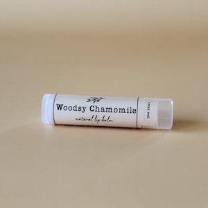 Woodsy Chamomile Lip Balm Natural, essential oils, bath, body, skin care, beeswax, shea butter, beeswax, coconut oil, gift image 1