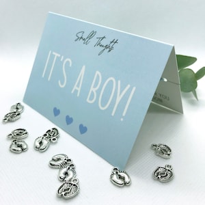 Carte de bébé garçon A7 bleue, faite main, c'est un faire-part de garçon, petite carte de révélation de genre de bébé, carte de bébé garçon, carte de babyshower mignonne