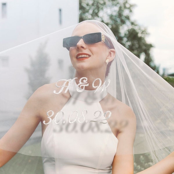 Personalized Embroidery For Bridal's Accessories / Personalized Embroidery Wedding Veil