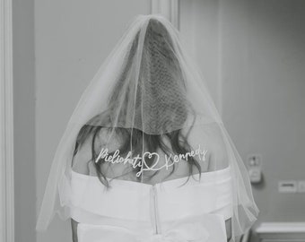 Personalized Embroidery Wedding Veil / Custom Word Embroidery Veil / Bridal Accessories