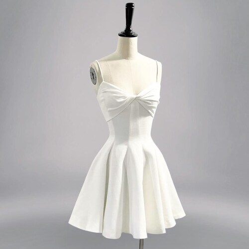 Mini Dress/ White Dress/ Linen Dress/ Summer Dress/ Engagement Dress/ Short Wedding Dress/ Bridesmaid Dress/ Gift For Her/ Flax Dress