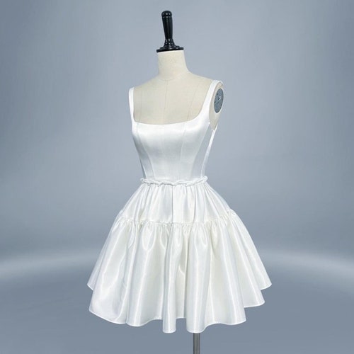 Mini Dress/ Ivory Dress/ Silk Dress/ Silk Satin Dress/ Summer Dress/ Engagement Dress/ Short Wedding Dress/ Bridesmaid Dress/ Gift For Her