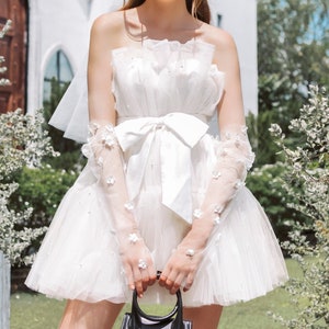 Guantes de novia sin dedos / Accesorios de boda / Guantes de boda / Guantes de flores / Guantes hechos a mano para boda / Regalo para novia