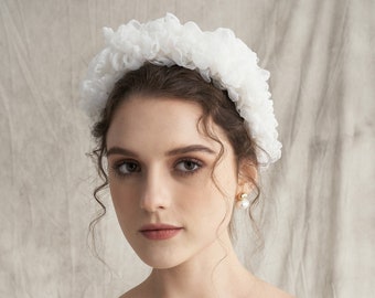 Handmade Flower Headband / 3D Flower Headband / Wedding Headband / White Headband / Small Flower Headband / Gift for Bride OOA27