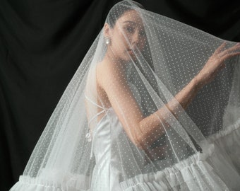 Two Tier Chapel Veil/ Drop Veil / Wedding Veil / Bridal Veil / Ivory Wedding Veil / Veil With Comb / Full Bridal Veil / Gift for Bride OOA02