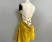 Mini Dress Gold Dress Silk Dress Open Back Dress Summer Dress Engagement Dress Short Wedding Dress Bridesmaid Dress Gift For Her