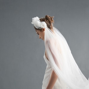 Handmade Flower Headband Veil / 3D Flower Headband / Wedding Headband / Drop Veil Style Headband / Gift for Bride OOA26