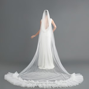 Cathedral Wedding Veil / Wedding Veil /One Tier Veil / Bridal Veil / Ruffle Wedding Veil / Long Wedding Veil / Gift for Bride OOA21