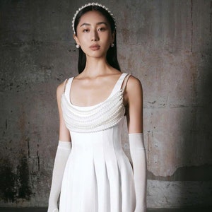 Minimal Bridal Dress/ Long Dress / Classical Dress / White Dress / Engagement Dress/ Gift For Her/ Gift for Bride OOA114