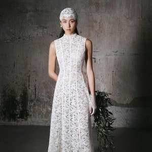 Lace Bridal Dress/ Long Dress / Classical Dress / White Dress / Engagement Dress/ Gift For Her/ Gift for Bride OOA113