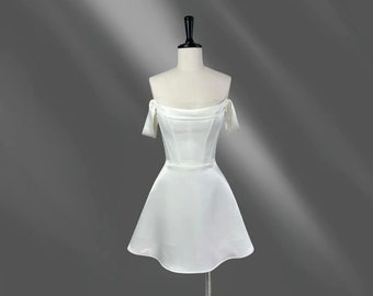 Mini Wedding Dress/ Bridal Dress/ Engagement Dress/ Short Wedding Dress/ Plus Size Dress / Gift for Bride OOA87
