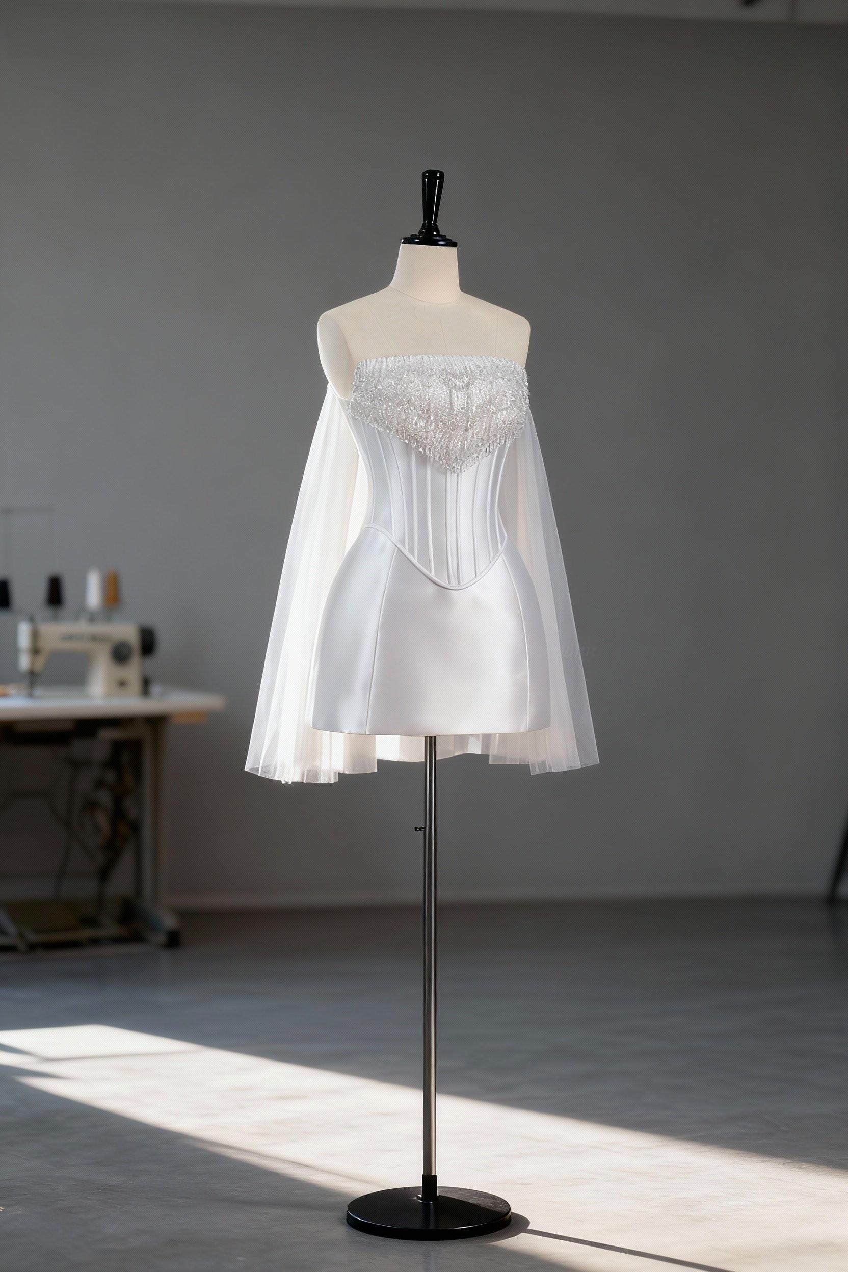 white christmas dresses Women's Ballet Hourglass Corset Taffeta Mini Dress  XS/S/M/L/XL/XXL/Customize Black and White/Brown Grey MEAN BLVD main image 1