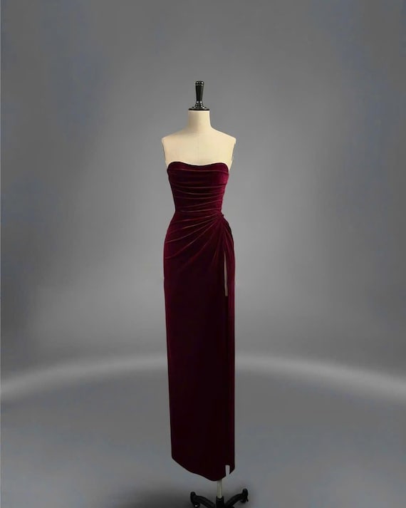 Velvet Strapless Corset Gown