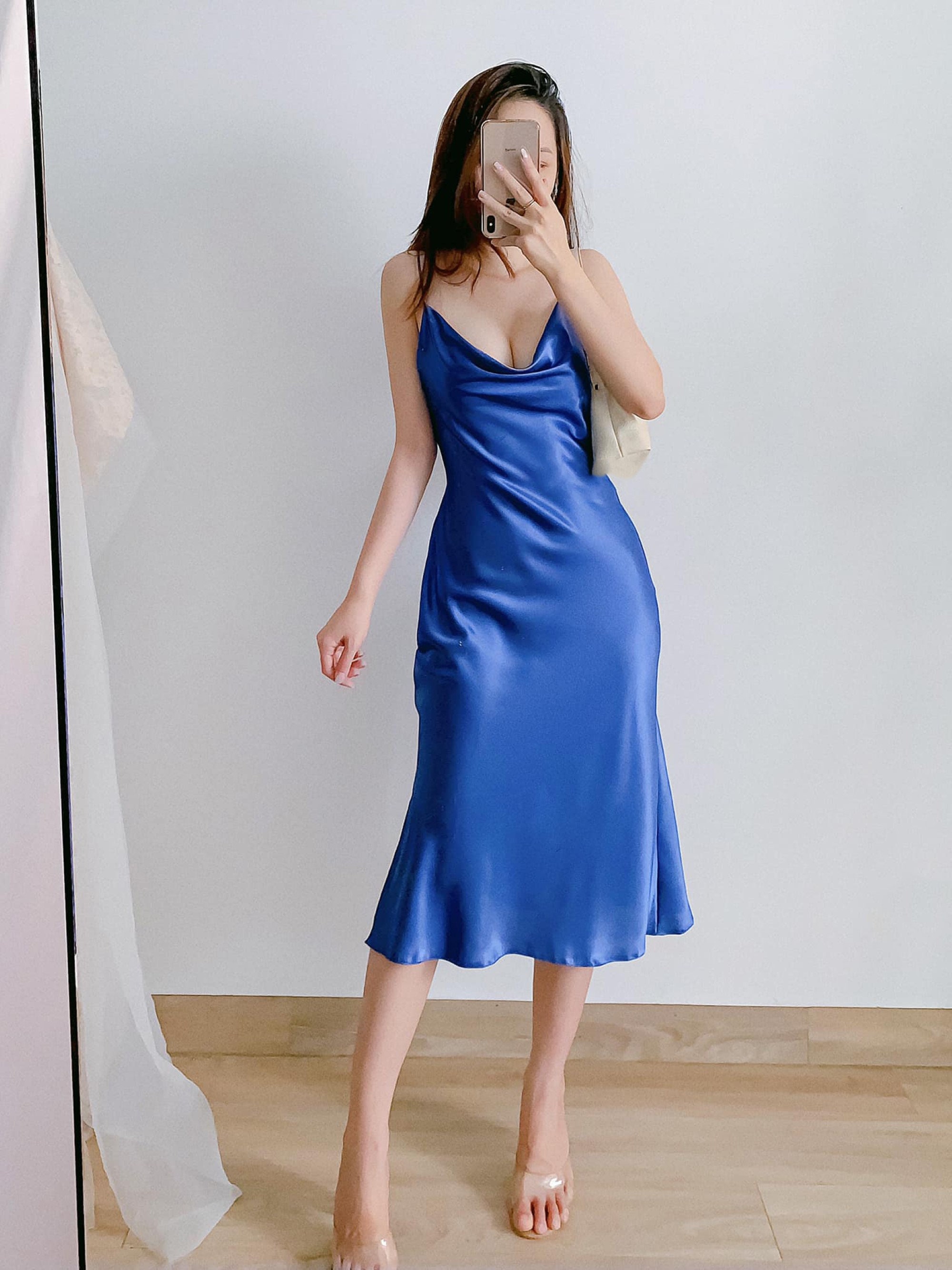 Blue Dress/ Silk Satin Dress/ Slip Dress/prom Dress/ Summer - Etsy