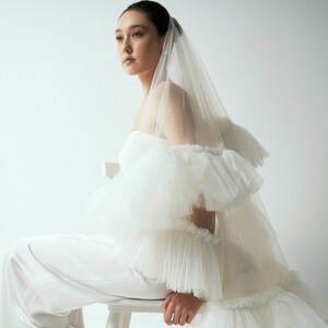 Handmade Wedding Veil / Ruffle Veil / Drop Veil / Custom Veil / White ...
