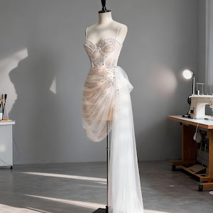 embellished draped corset mini dress Bandeau Diamante Pearl Detail Draped Front Corset Mini Dress In White Lace  | EGO US