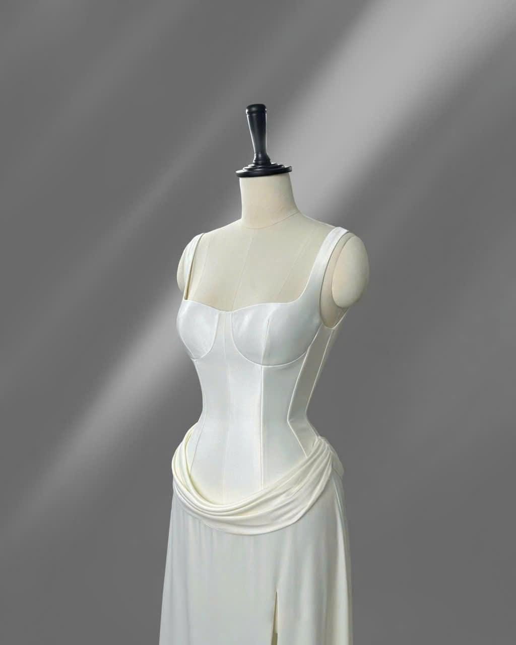 Silk Satin Dress/ Drop Waist Dress/ White Dress/ Engagement Dress/ Bridesmaid Dress/ Gift For Her / Gift for Bride OOA123